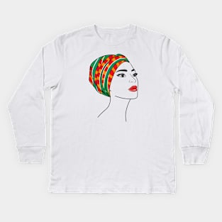 Beautiful african girl in turban Kids Long Sleeve T-Shirt